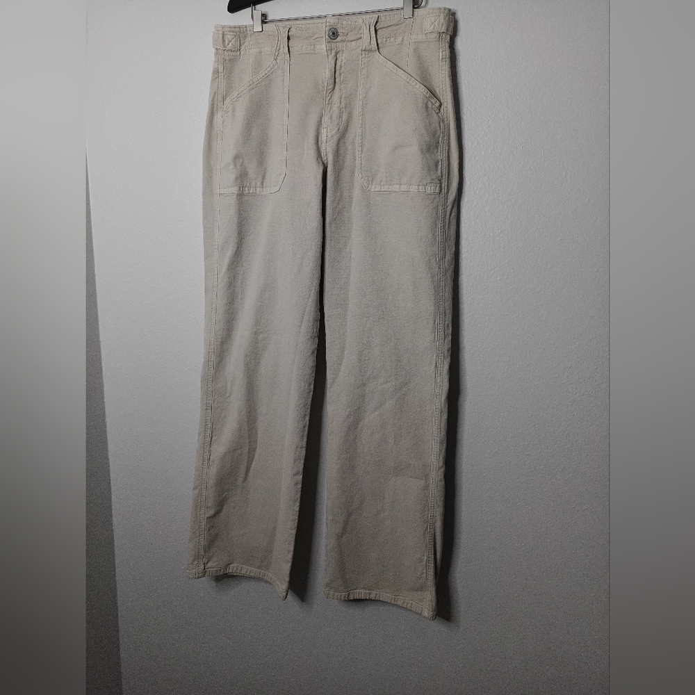 AE Stovepipe Wide Legs Tan Casual Pants Preppy Normcore Y2k Long/ Tall Length - Picture 2 of 11
